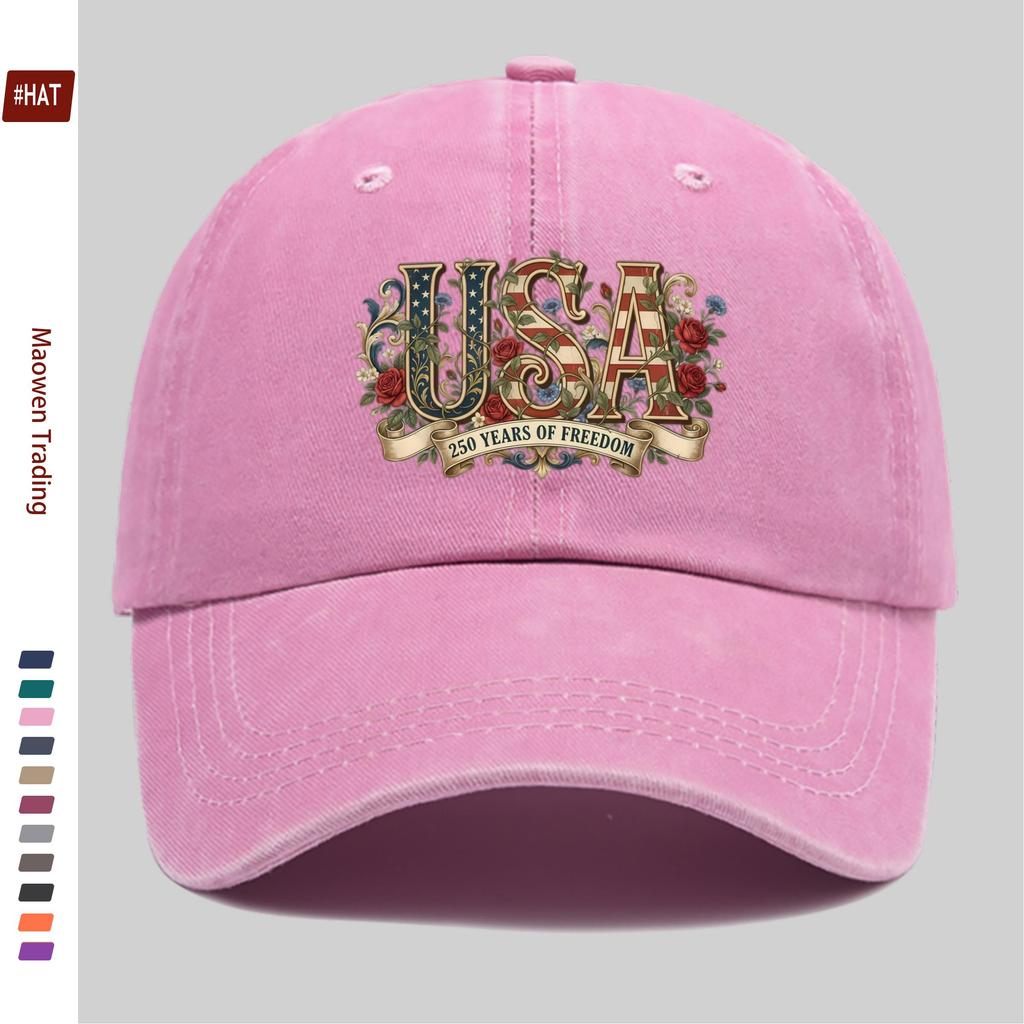 Pc American Flag And Floral Pattern Printed Baseball Cap US Th Anniversary Commemorative Decor Sun Hat Truck Driver Papa H