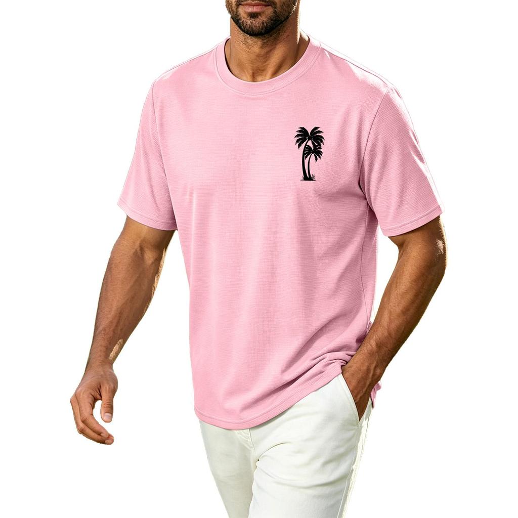 Men's Hawaiian Print Casual Crew Neck T-Shirt Breathable Quick Dry Short Sleeve Tee for Sports and Outdoor Activities