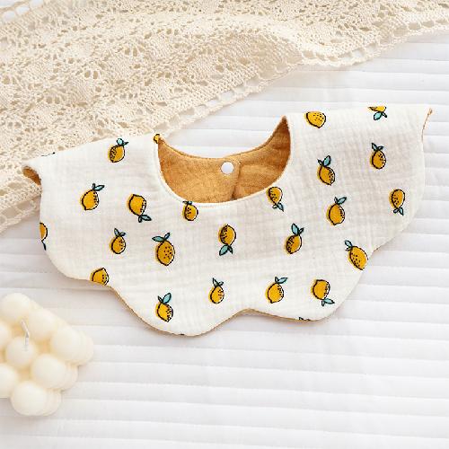 Ins Double-sided Cotton Waterproof Bib Crepe 360-degree Rotating Saliva Towel Children's Breathable Gauze Baby Bib