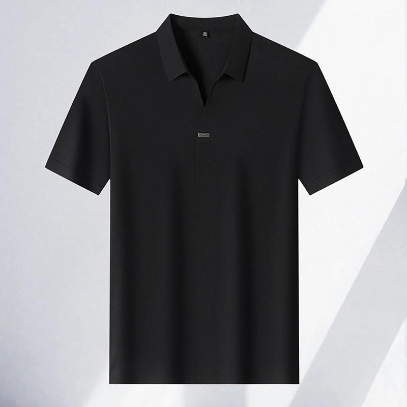 Men's Casual and Fashionable Solid Color Short Sleeved Polo Shirt Comfortable Versatile Summer T Shirt