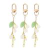 LIOOBO Lily of the Valley Keychain, Floral Print, Bag Charm, Stylish, Lightweight, Car Key Pendant, Set of 3 for Women