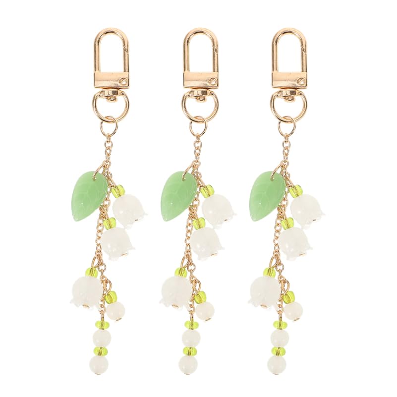 LIOOBO Брелок Ландыш, Цветочный Принт, Шарм для Сумки, Стильный, Легкий, Подвеска для Ключей Автомобиля, Набор из 3 штук для Женщин