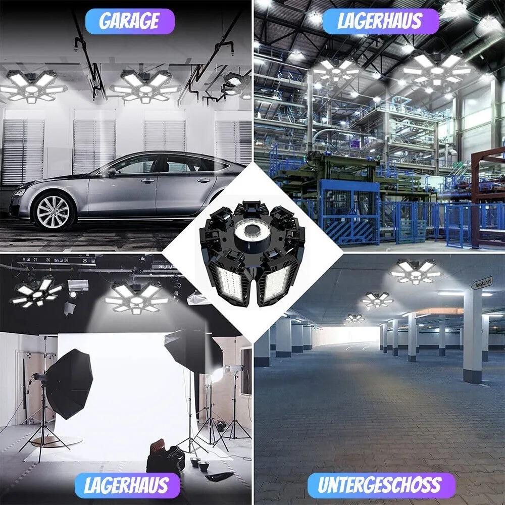 120w Led Garasjelys E26/e27 Supersterk Garasjebelysning Med Justerbare Paneler Deformerbar Pære Taklampe For Arbeid
