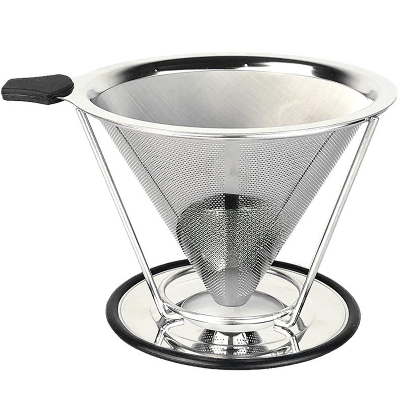 304 Stainless Steel Double Layer Coffee Filter with Stand