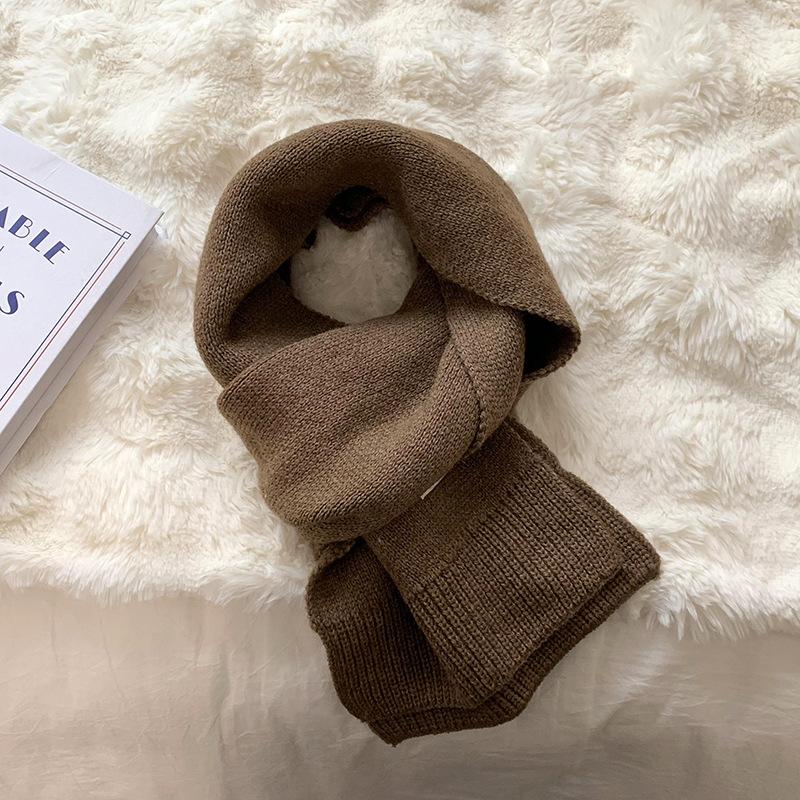 Knitted scarf women's high-end autumn and winter versatile student couple warm small scarf scarf shawl