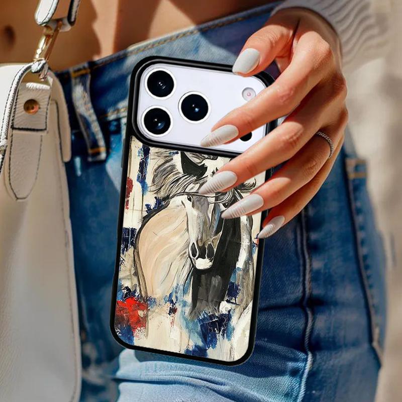 Abstract Horse Phone Case For iPhone 17 Air 14 15 13 12 Max Cover For Apple 14 15 16 16e 11 Pro Max Plus Coque