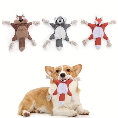 Brinquedos de pelúcia à prova de mastigação para cães e gatos - Corda de algodão durável e enchimento BB - Formato de raposa e esquilo