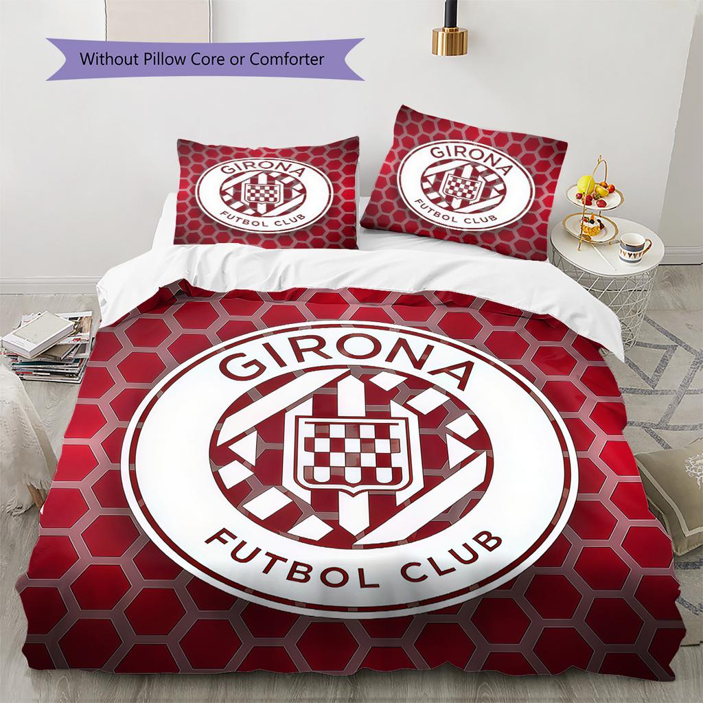 Girona FC Poster Bedding Quilt Set Quilt Cover Pillowcase Home Decoration Birthday Gift (1 * Duvet Cover + 2 * Pillowcase, Without Core)