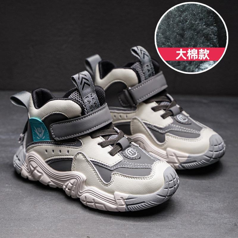 Детская спортивная обувь осень и зима новые кашемировые теплые хлопковые туфли — фото 8