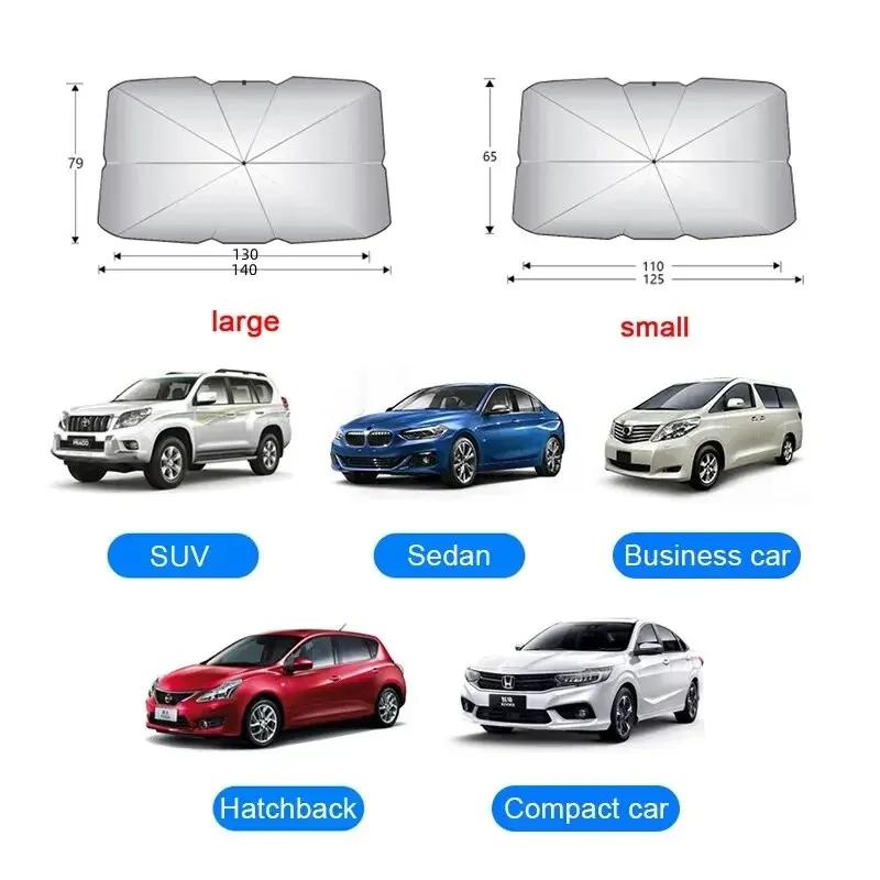 ISGTDRM Car Sunshade Umbrella Windshield Folding Front Parasol Umbrella Type Sun Shade for Car Window Summer Sun Protection