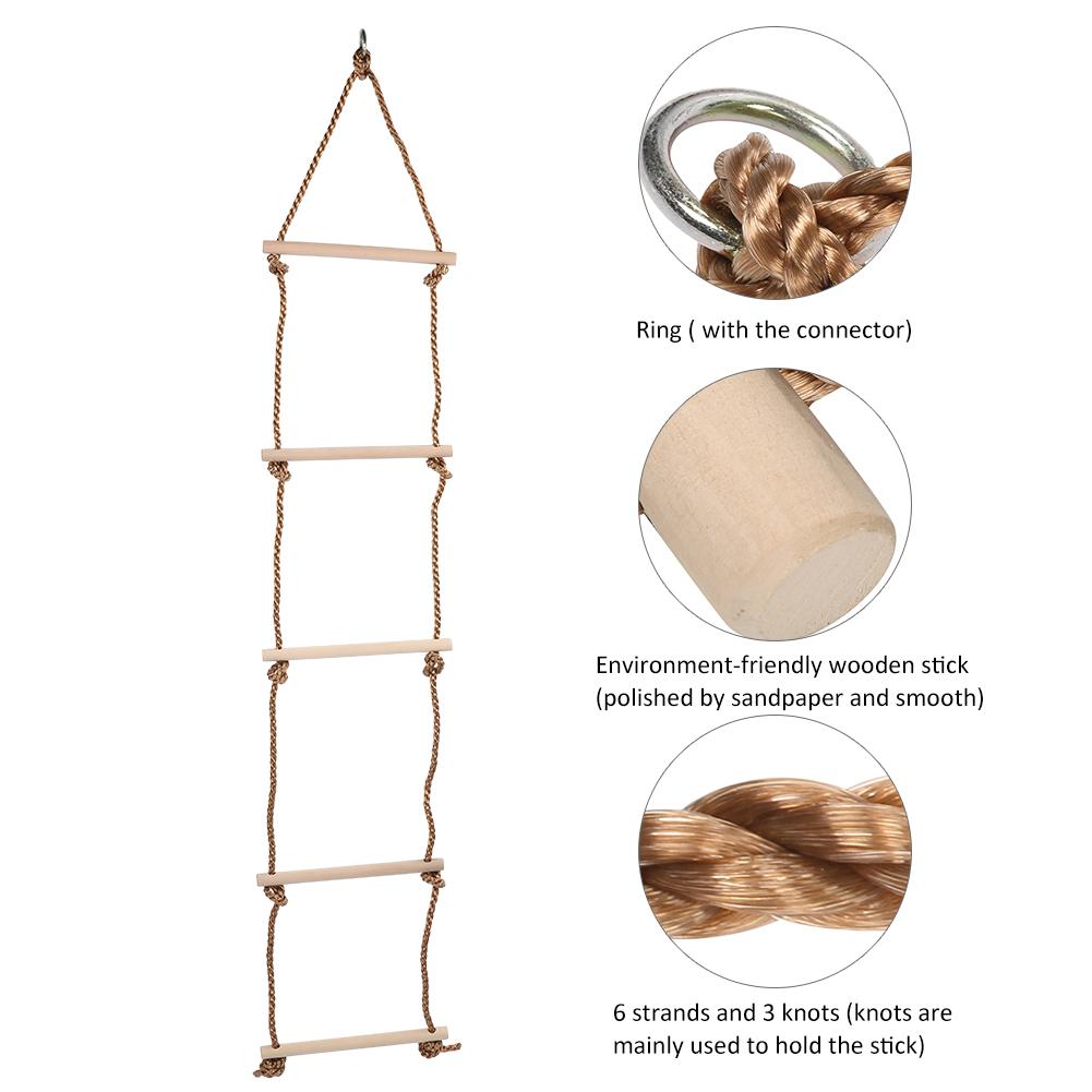 5 Wooden Climbing Rope Ladder Children Fitness Toy Outdoor Sports Toy Amusement Equipment