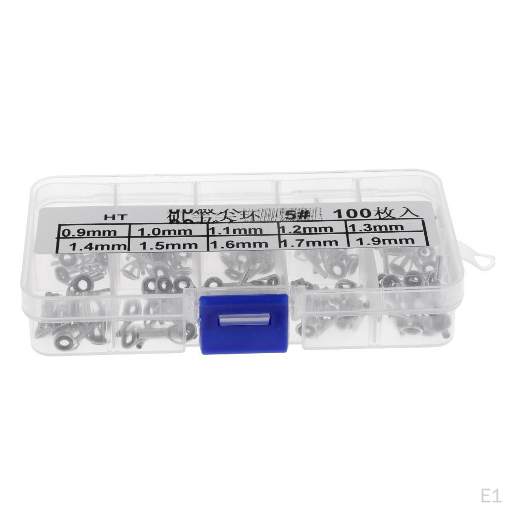 100 Pcs Fishing Rod Tips Repair Kit Replacement Part 0.9 6.6mm