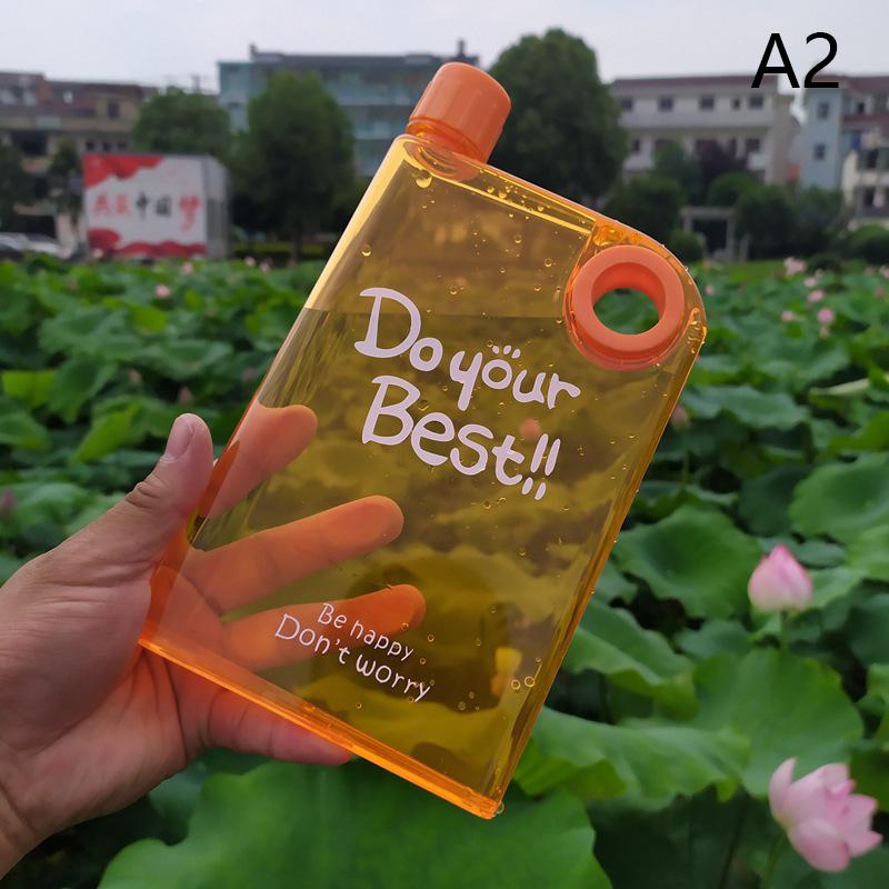380Ml Transparent Flat Water Bottle Travel Bicycle Drinking Juice Cup Reusable Portable Plastic Bottles Bpa Free Sport Bottle