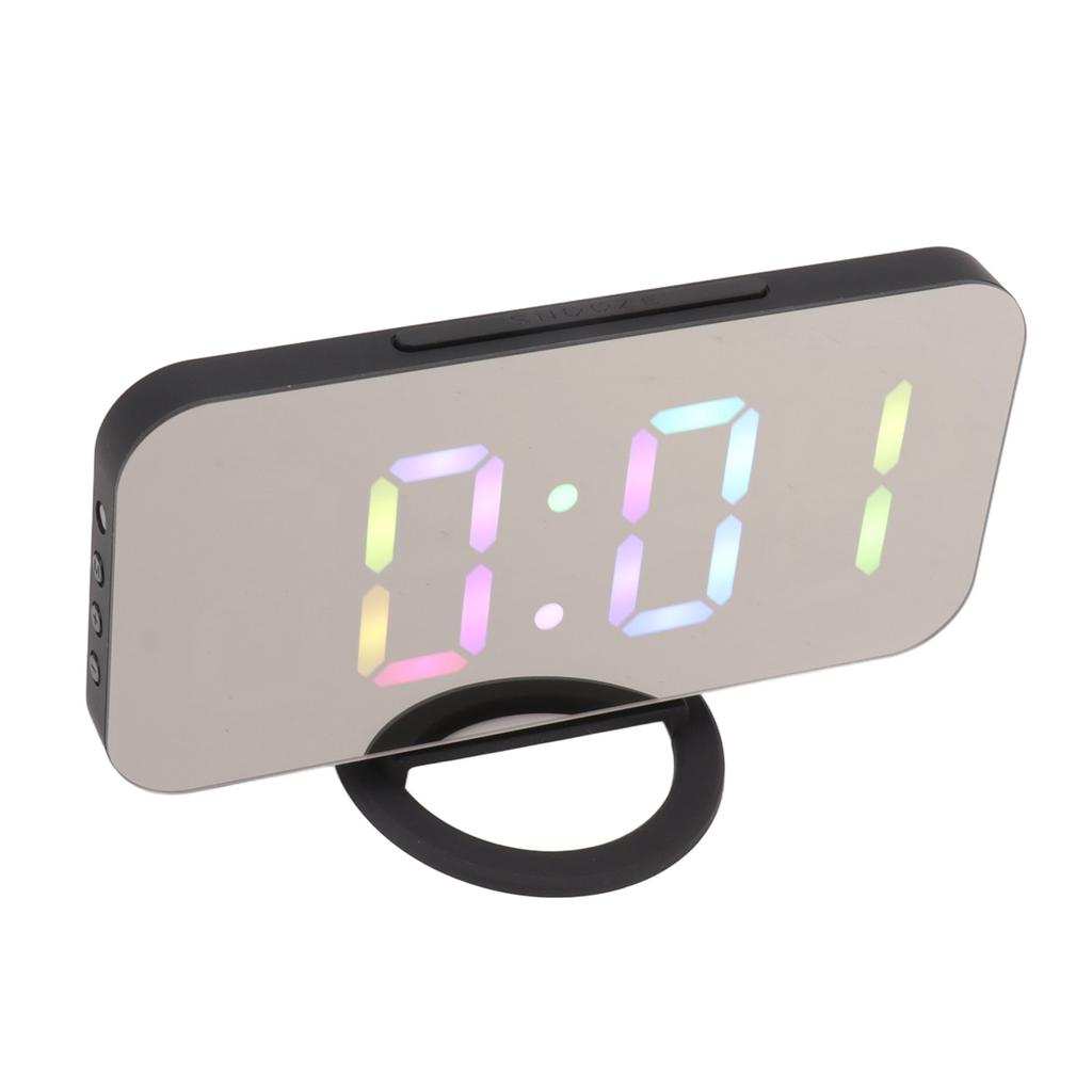 LED Spiegel Digitaler Wecker Groß Einstellbare Helligkeit Bunte RGB Anzeige Neben Digital