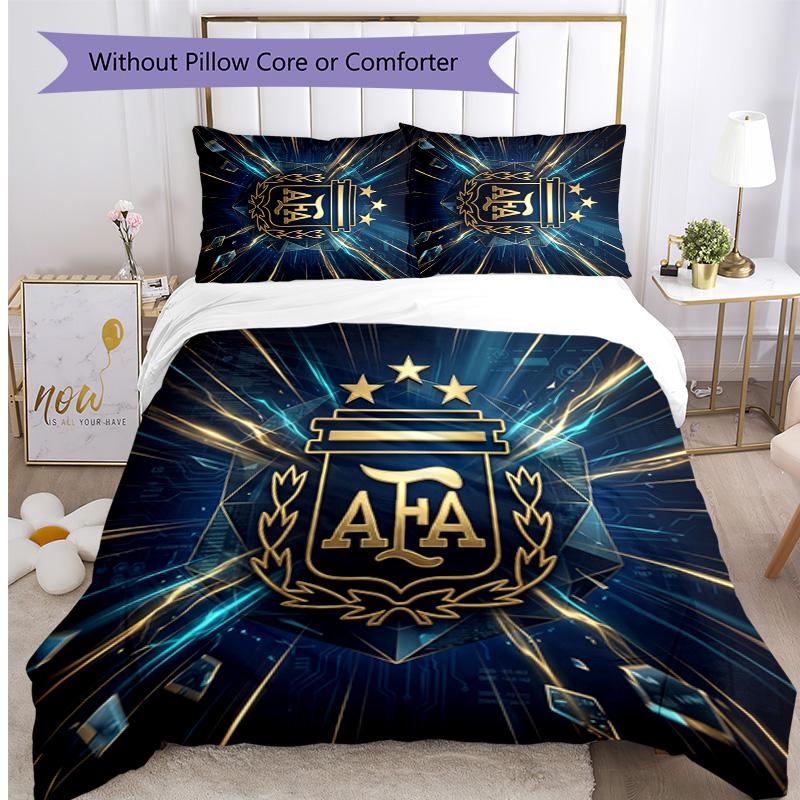 Set Biancheria da Letto Stampata Calcio Argentina 3 Pezzi Copriletto Traspirante Accogliente come Regalo per Inaugurazione Casa o Festa