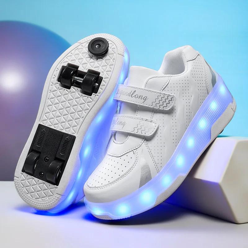 

Новые детские роликовые коньки для девочек, 4-колесные деформируемые спортивные туфли, кроссовки с тормозами, роликовые коньки для мальчиков, гоночные роликовые коньки 40