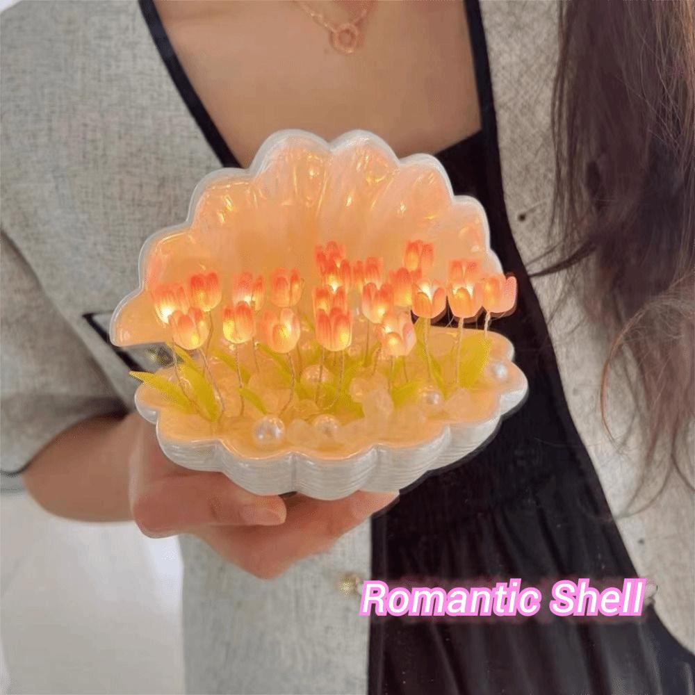 Acrylic Flowers DIY Tulip Night Light Handmade Decorative Atmosphere Light Tulips Flower Table Lamp Bedroom Atmosphere Light