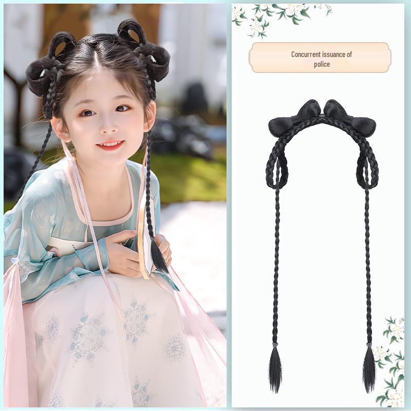 Kinder-Hanfu-Perücke und Dutt-Haarreif Haarschmuck