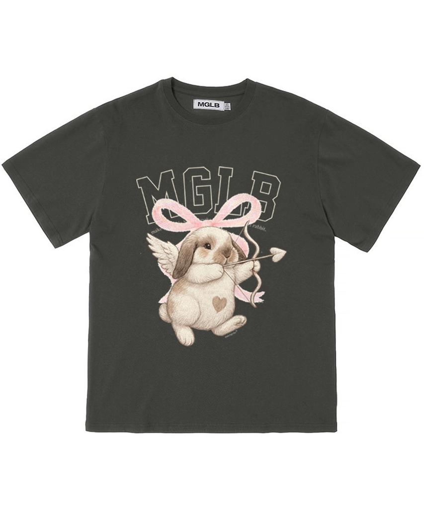 MATCHGLOBE Angel Rabbit Oversized Tee (Dark Gray)