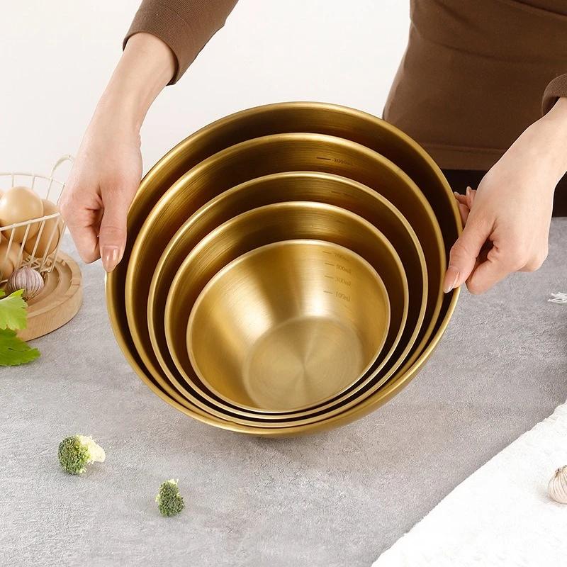 Stainless Steel Salad Basin Mixing Bowl Household and Scale Cooking Kitchen Knead Dough Cooking Baking Cream Style Tableware