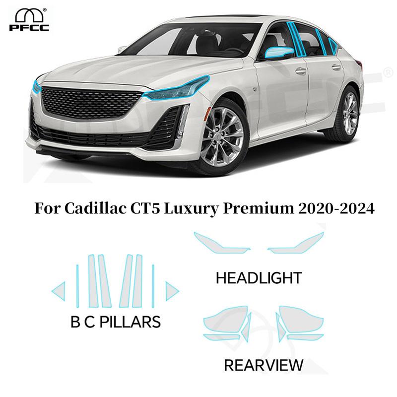 Pre-cut PPF For Cadillac CT5 Luxury Premium -2024 Headlight Rearview B C Pillars TPU Anti-scratch Protection Film Clear Bra