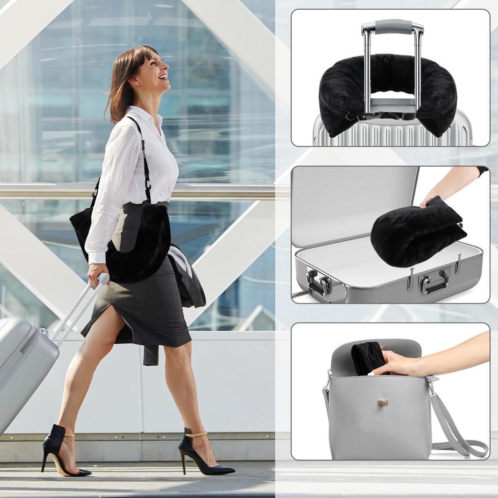 Fillable Travel Neck Pillow Portable Stuffable Neck Pillow Refillable Support Cushion For Car Train Airplane Carry Travel Pillow