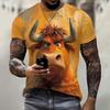 T-shirt da uomo a maniche corte con stampa 3D motivo cavallo stile retrò casual street sport outdoor maglietta girocollo top cloti