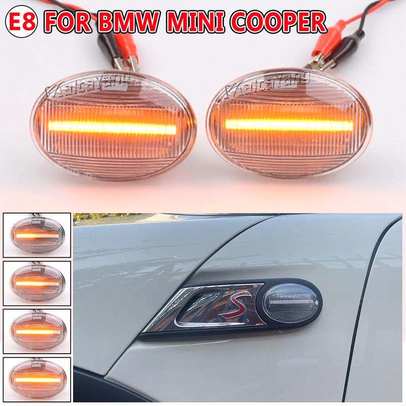 2pcs Dynamic Side Marker Repeater Light for BMW MINI Cooper R55 R56 R57 R58 R59 2007-2013 LED Turn Signal Light Indicator