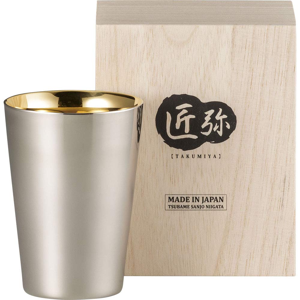 Wahei Freiz a stainless steel insulates for hot and cold Takumiya Tsubame-Sanjo, craftsmanship-driven tumbler, 270ml, gold-plated interior,
