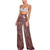 Women's Personalized Street High Waist Hot Silver Wide Leg Pants