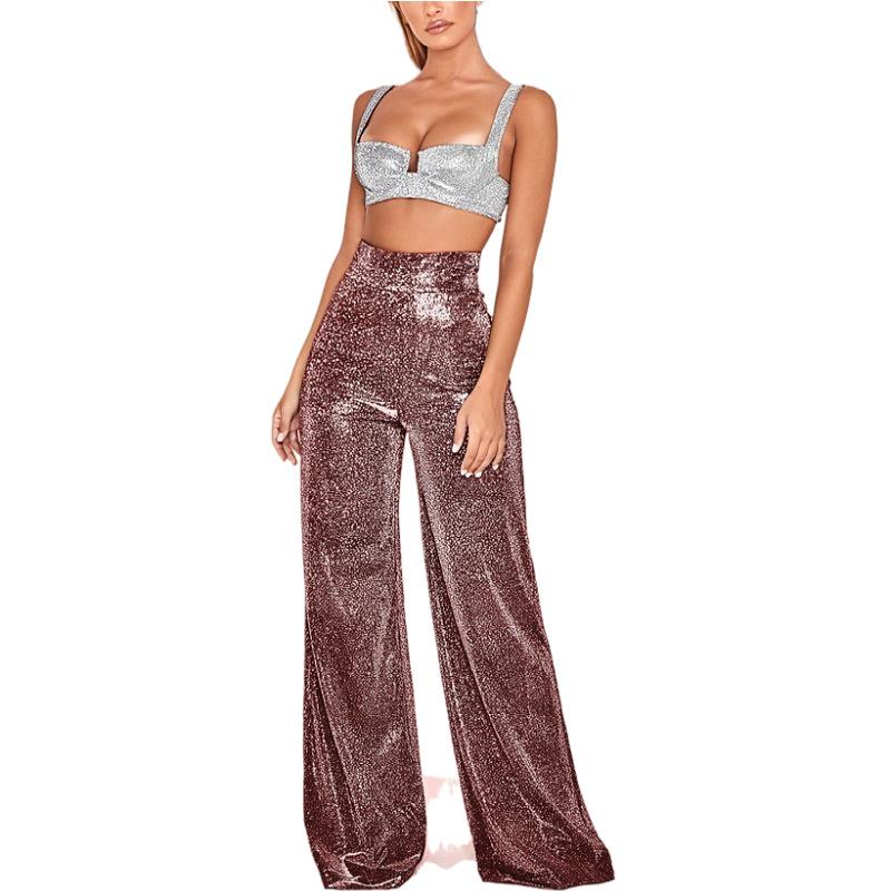 Women's Personalized Street High Waist Hot Silver Wide Leg Pants