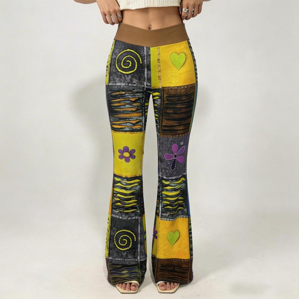2026 Women's Ethnic Style Tie-Dye High-Waisted Retro Flare Pants