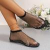 Summer Round Toe Sandals Hollow Net Diamond Short Boots - Sexy, Large Size, Flat Shoes