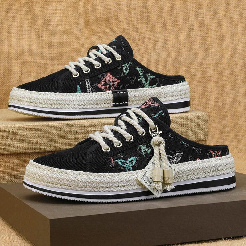 Polo boty pro muže Mules Otevřená pata Mokasíny Pantofle Šněrovací Plátěné boty Letní Ploché Pánské Nazouvací Sandály Poloviční Drag Ležérní boty