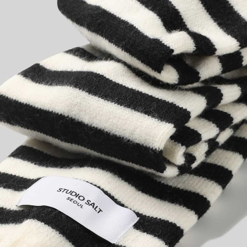 Studio Salt [24 WINTER][SALT Label] NOAH STRIPE KNIT SCHAL_IVORY/SCHWARZ