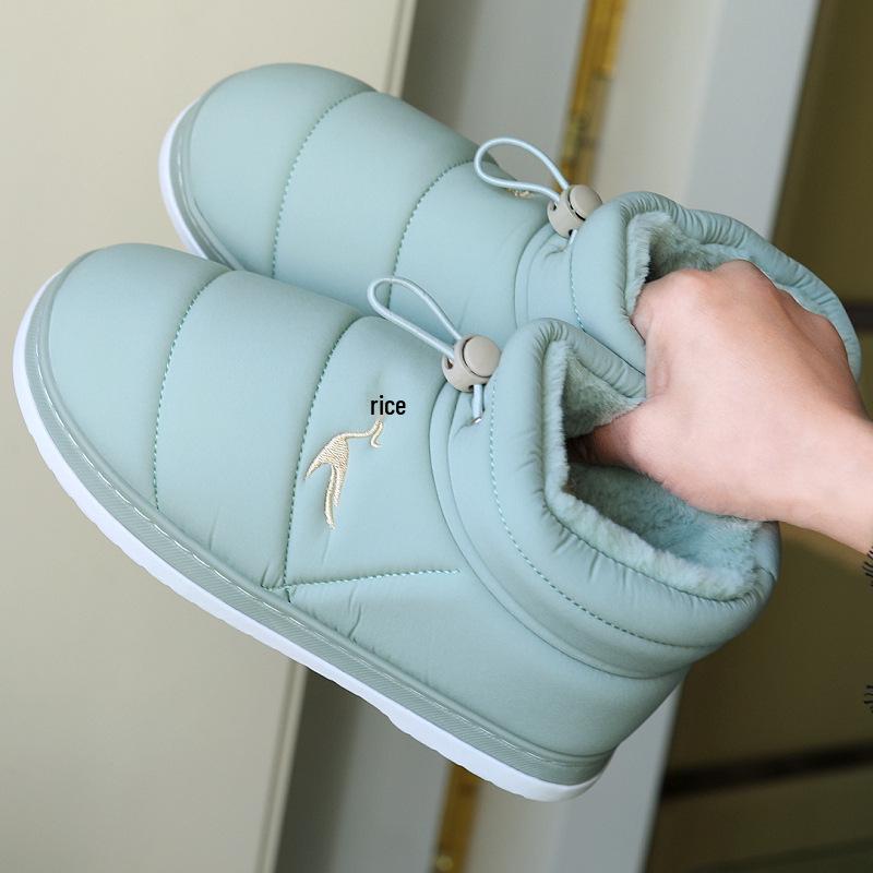 Women's Winter Warm Plush High-Top Cotton Slippers with Heel and Thickened Sole for Postpartum and Indoor Use