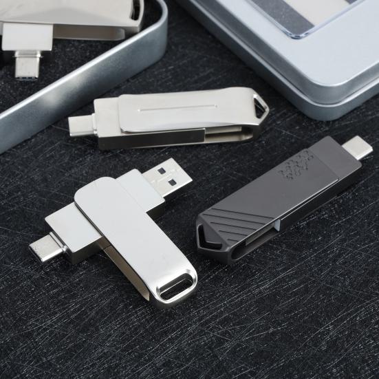 512 GB 2 em 1 OTG USB Flash Drive USB 2 USB-C Thumb Drive Metal USB Disk Flash Stick