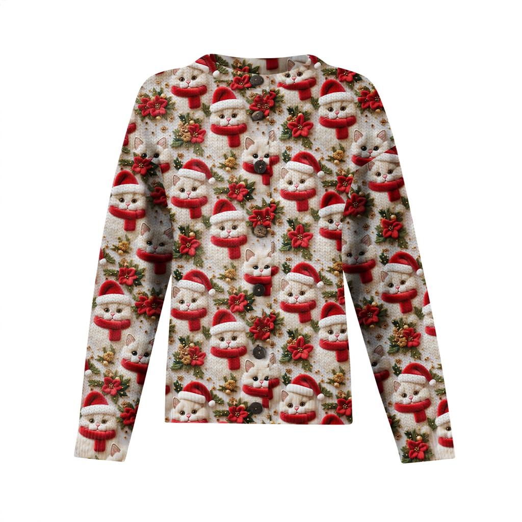 Suéter Navideño para Mujer Suéter Navideño Lindo Divertido Otoño e Invierno Manga Larga Suéter de Punto