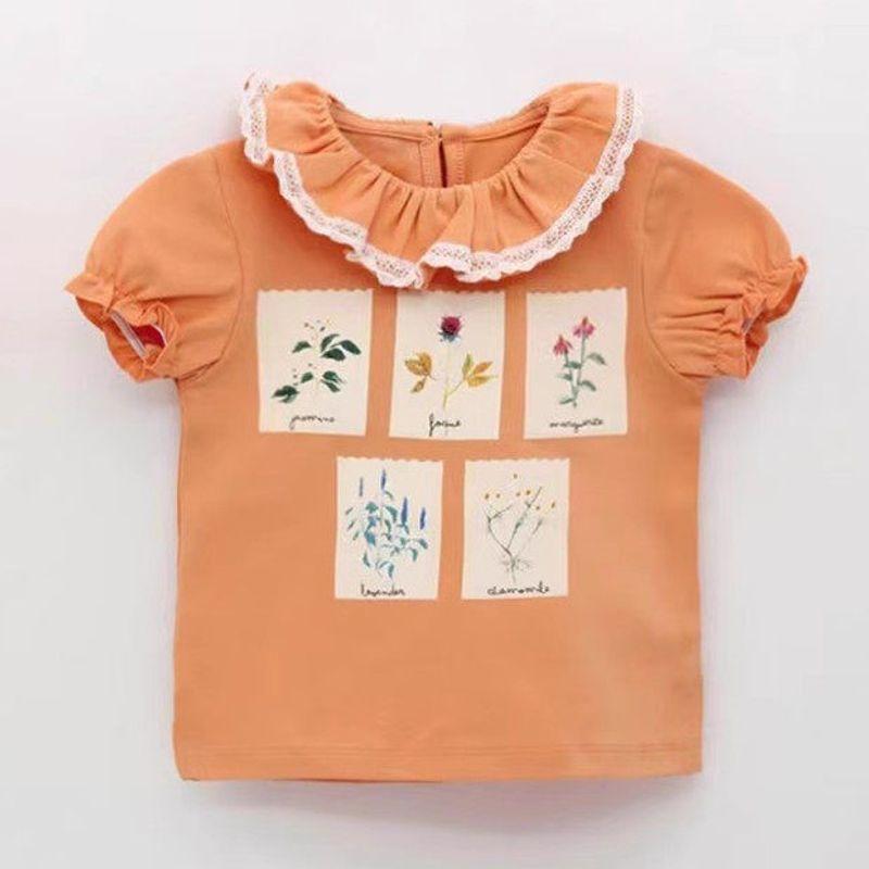 Cute Small Size in Purple Children's Summer Clothing round Neck Short Sleeve T-shirt