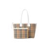 Burberry London Abnehmbare Reißverschluss-Aufbewahrungstasche Offenes Design Leder Leinwand Tragetasche Einkaufstasche Handtasche Klein Damen-Tote Beige Weiß 80723311