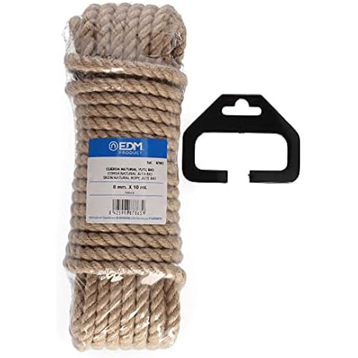 Corde - EDM - Yute Bio - 10 M - 3 Têtes De 8 Mm - Résistante Et Écologique