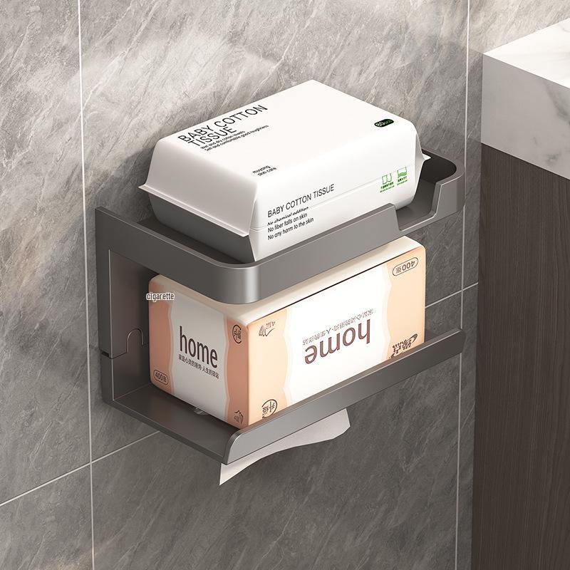 Wall-Mounted No-Punch Bathroom Tissue and Towel Holder