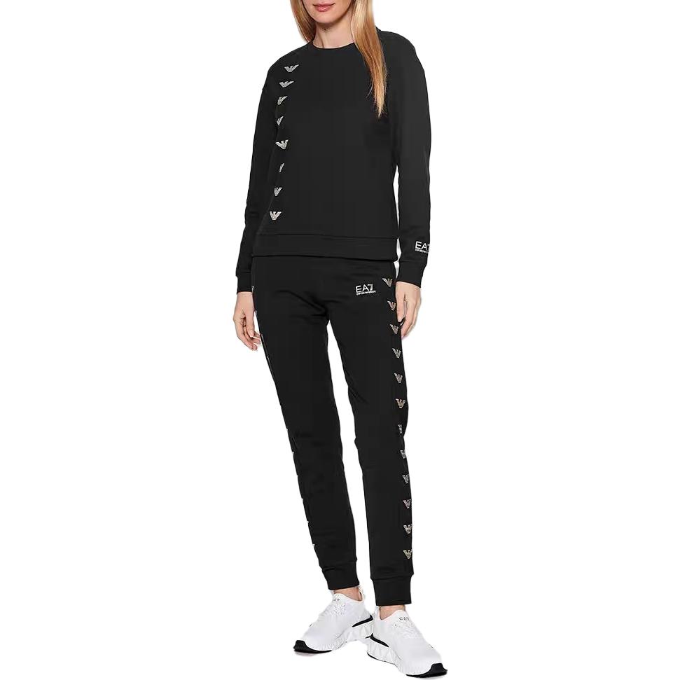 Emporio Armani Ss23 Solid Color Crew Neck Logo Print Sweatshirt Women Sweatshirt Black 6LTM27-TJJRZ-0200