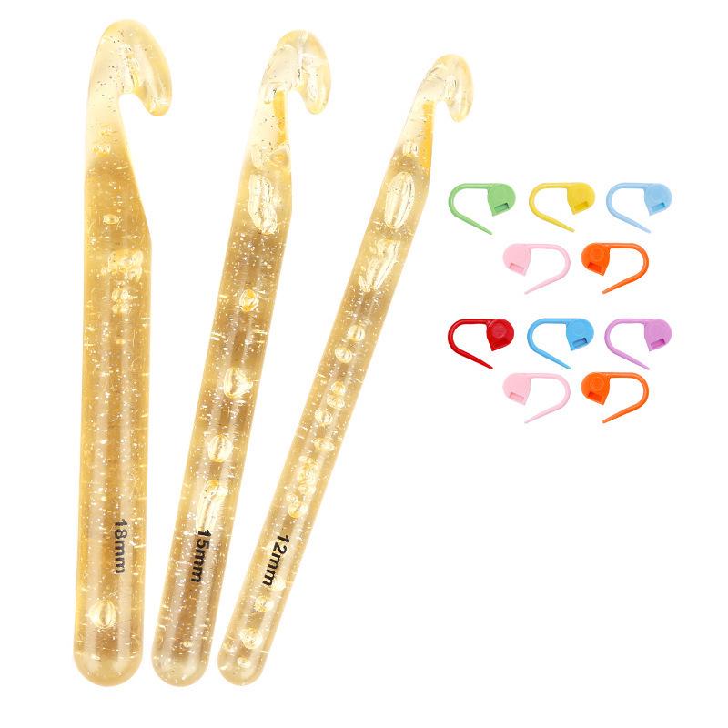 Transparent Thickened Crystal Crochet Hook Set: 5-Piece for Thick Yarn Knitting