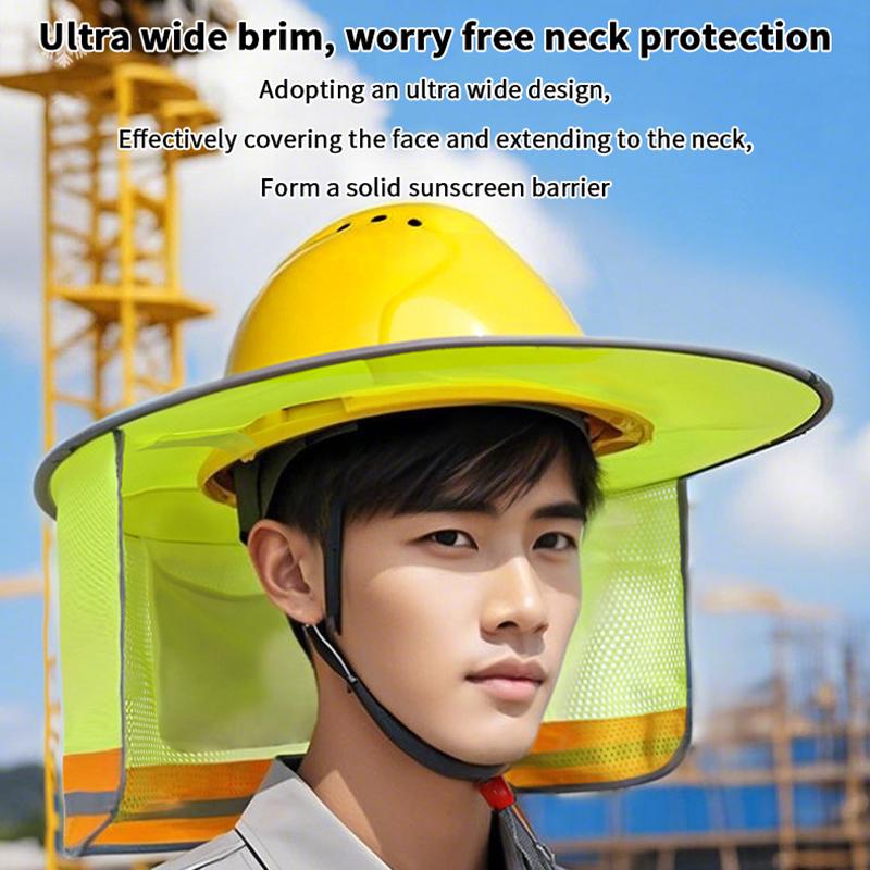 Cappello di sicurezza con protezione solare estiva, protezione per il collo, strisce riflettenti, berretto di sicurezza per lavoratori edili
