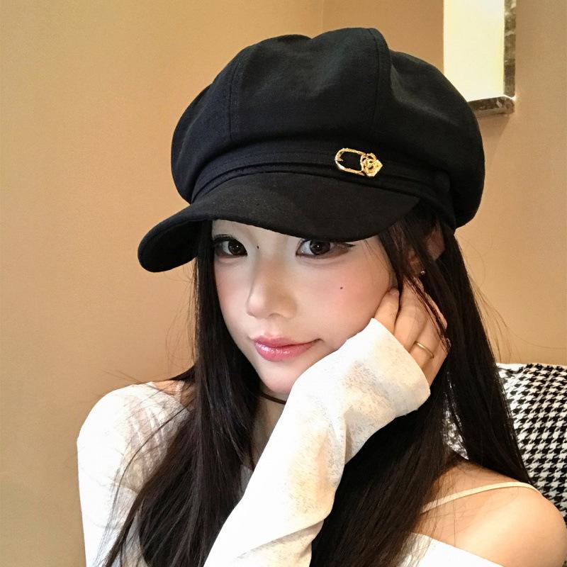 Women's Japanese Retro Octagonal Beret: Versatile, Large-Circumference Hat for a Smaller Face Look