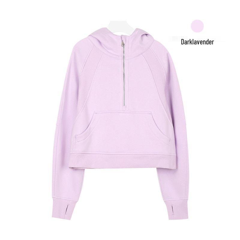 Women's Fleece-Lined Half-Zip Hoodie for Autumn/Winter - Slimming, Sporty, Versatile.