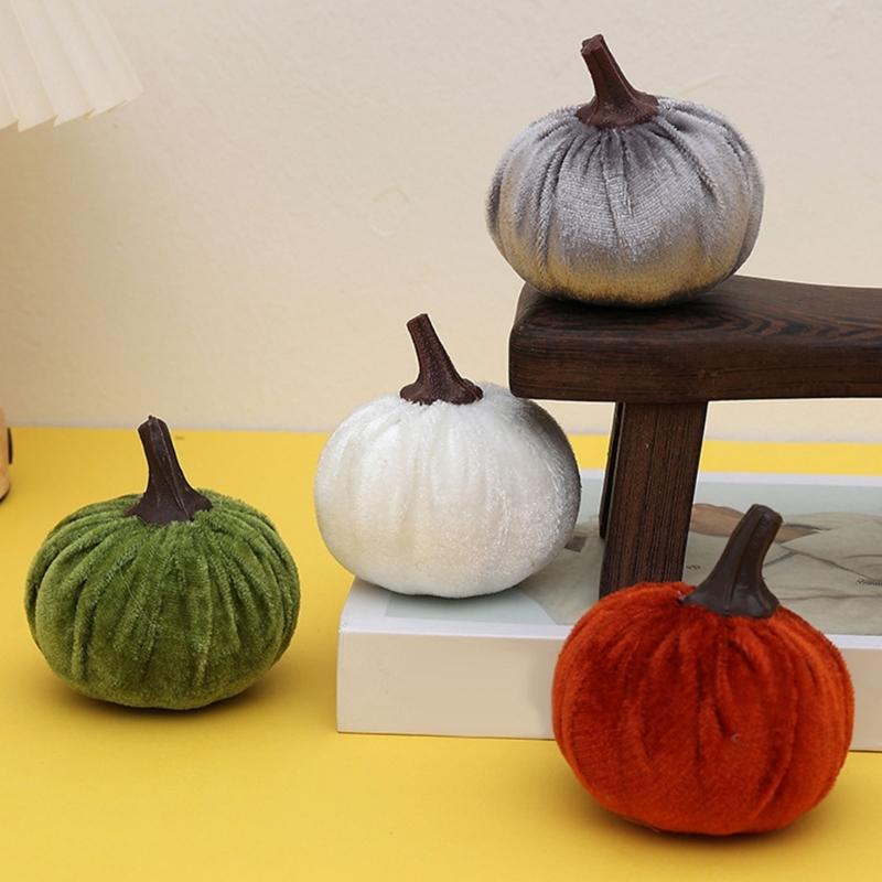 Velvety Pumpkin Decoration Fall Harvest Festival Home Office Display Accessories Dinning Table Centerpieces