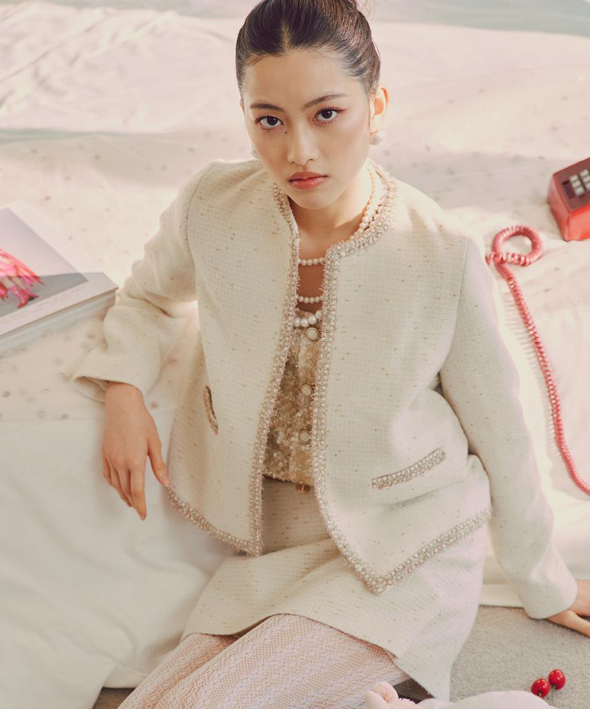 Lapineatteullie Classic Tweed Skirt Pants Ivory