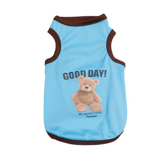 

Жилет для домашних животных с мультяшным рисунком, круглый воротник без рукавов, футболка для собак и кошек, одежда на лето M